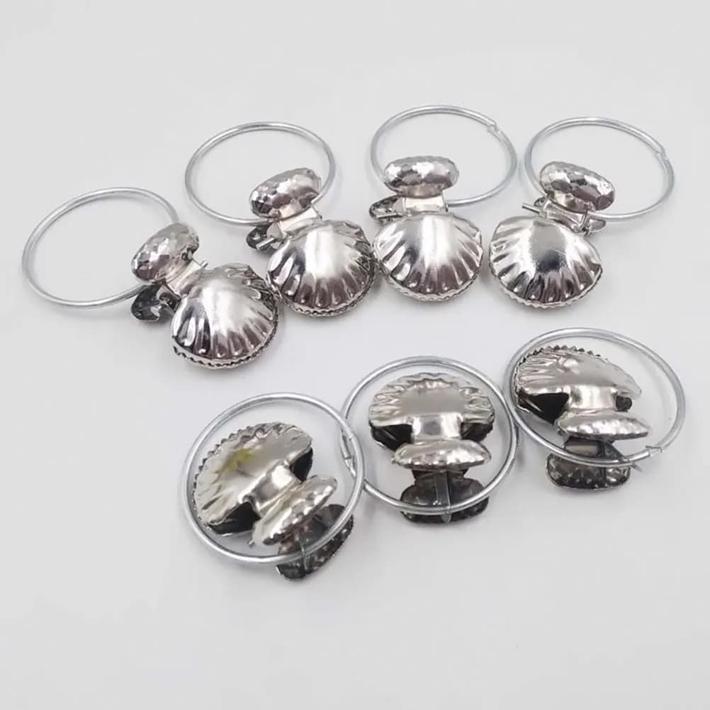 8 Pieces Stainless Steel Curtain Rings Silver, Shell Clasps for Curtain Sticks, Facial Sliding Hooks, Multipurpose