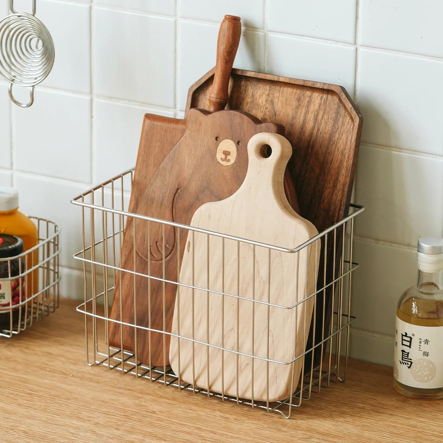 Cestello portaoggetti grande in acciaio inox 304 per uova, condimenti, tagliere, portaoggetti da bagno, cesto per articoli vari da appoggio