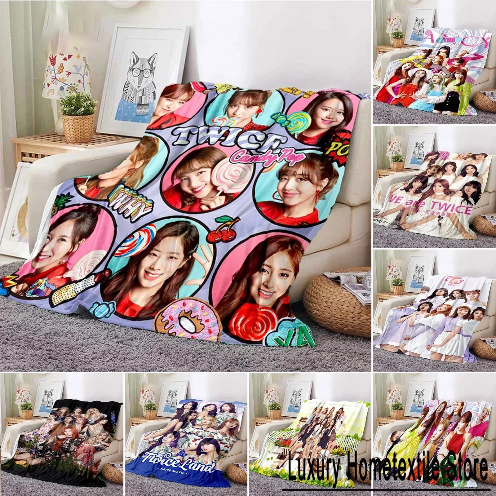 Kpop TWICE Girl Group Cover, Fashion Printed Flannel Cover for Sofa, Bed, Office, Hot Gift for Girls, Bedroom Cover