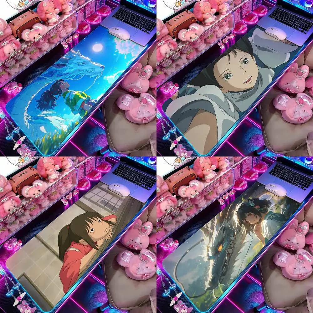 Tappetino per mouse Anime-S-Spirited-Away, tappetino per computer, tappetino da scrivania, tappetino per tastiera per laptop, tappetino per mouse grande da ufficio con paesaggio