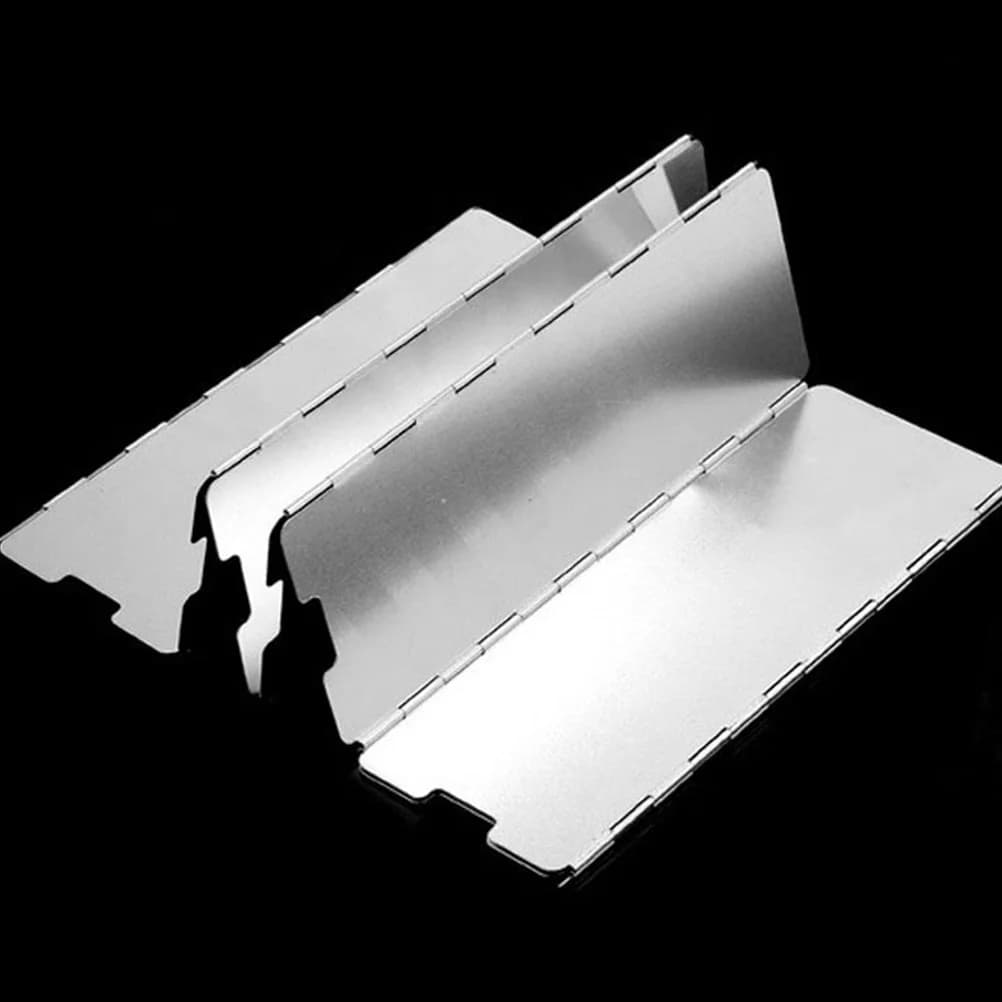 1Set Stove Windshield Screens 10 Plates Foldable Aluminium Alloy Camping Gas Bbq Cooking Stove Windscreen Outdoor