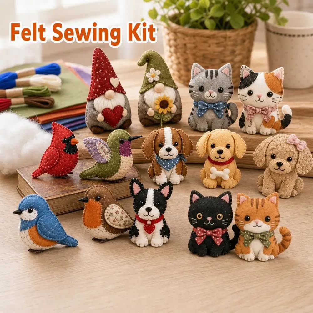 Animal Sewing Kit Cute Felt Animal DIY Craft Supplies For Beginners Teenagers Adults Fabric Art Craft Animal Unfinished Set