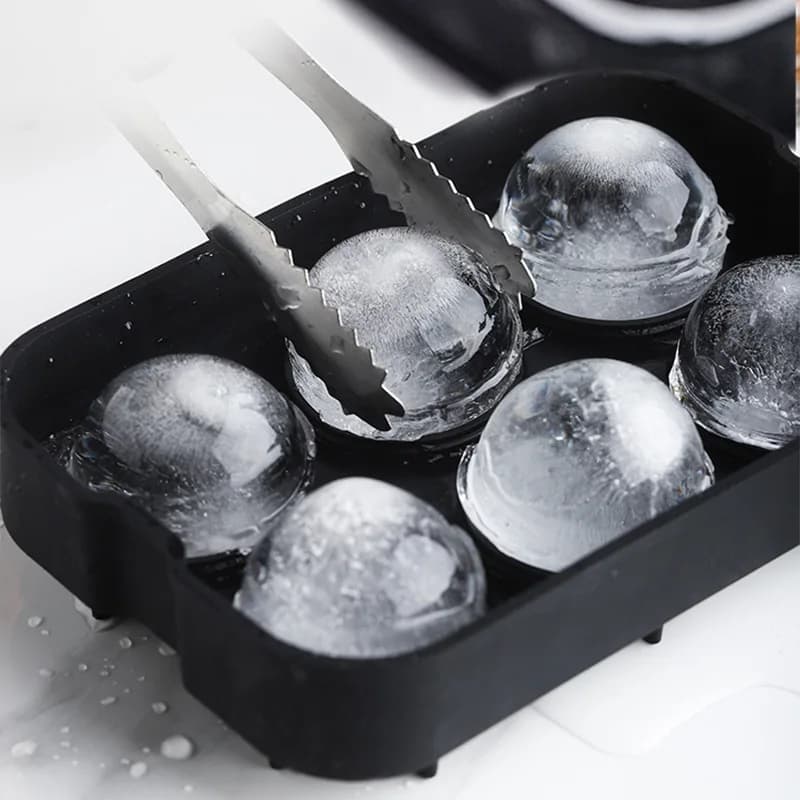 1 piece silicone ice cube molds with lid, reusable, for whiskey, ball shape and diamond