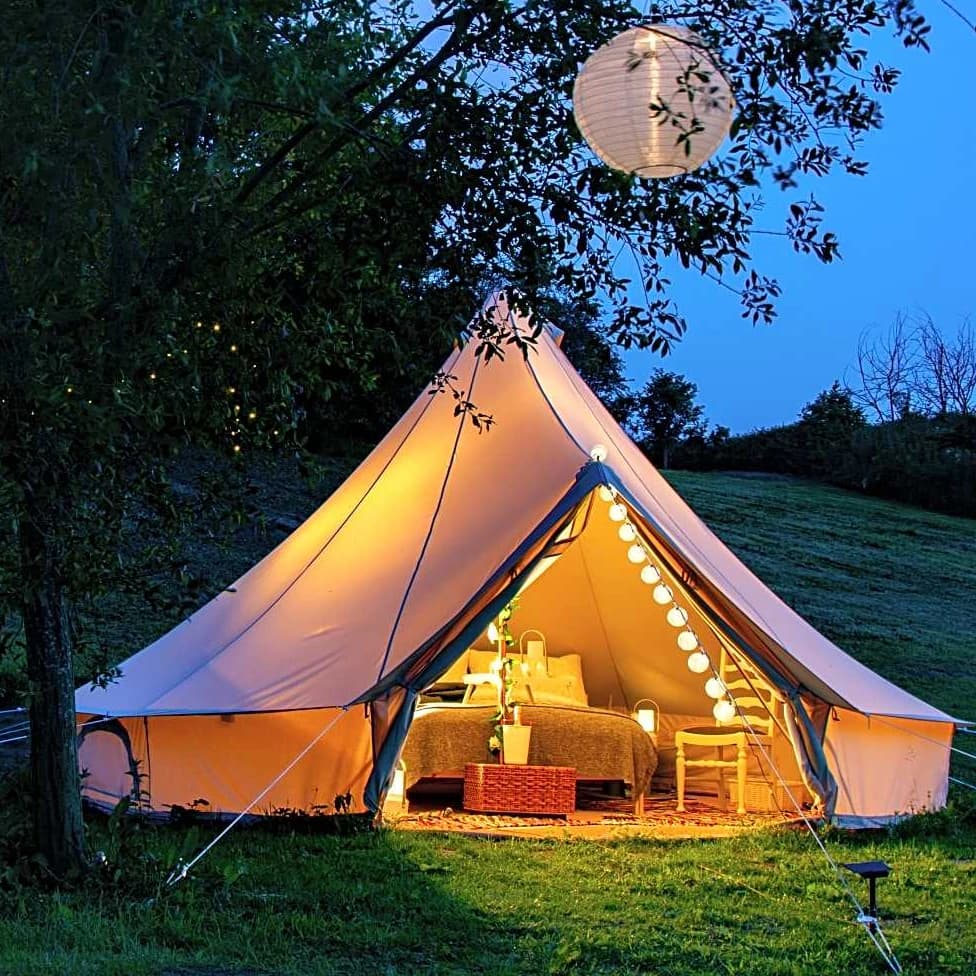 Tenda da campeggio per safari all'aperto Tenda da campana impermeabile di lusso da 5 m per campeggio in famiglia