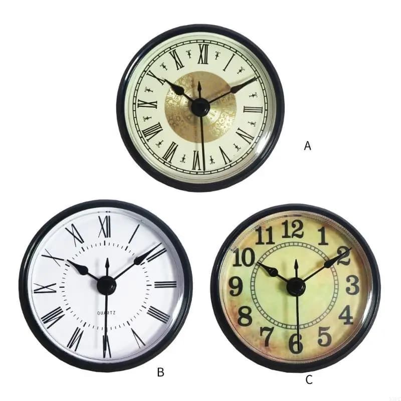Orologio antico da 70 mm Orologi quarzo Inserto testa Numero arabo/romano Orologio da parete Home Office Promemoria X3UC