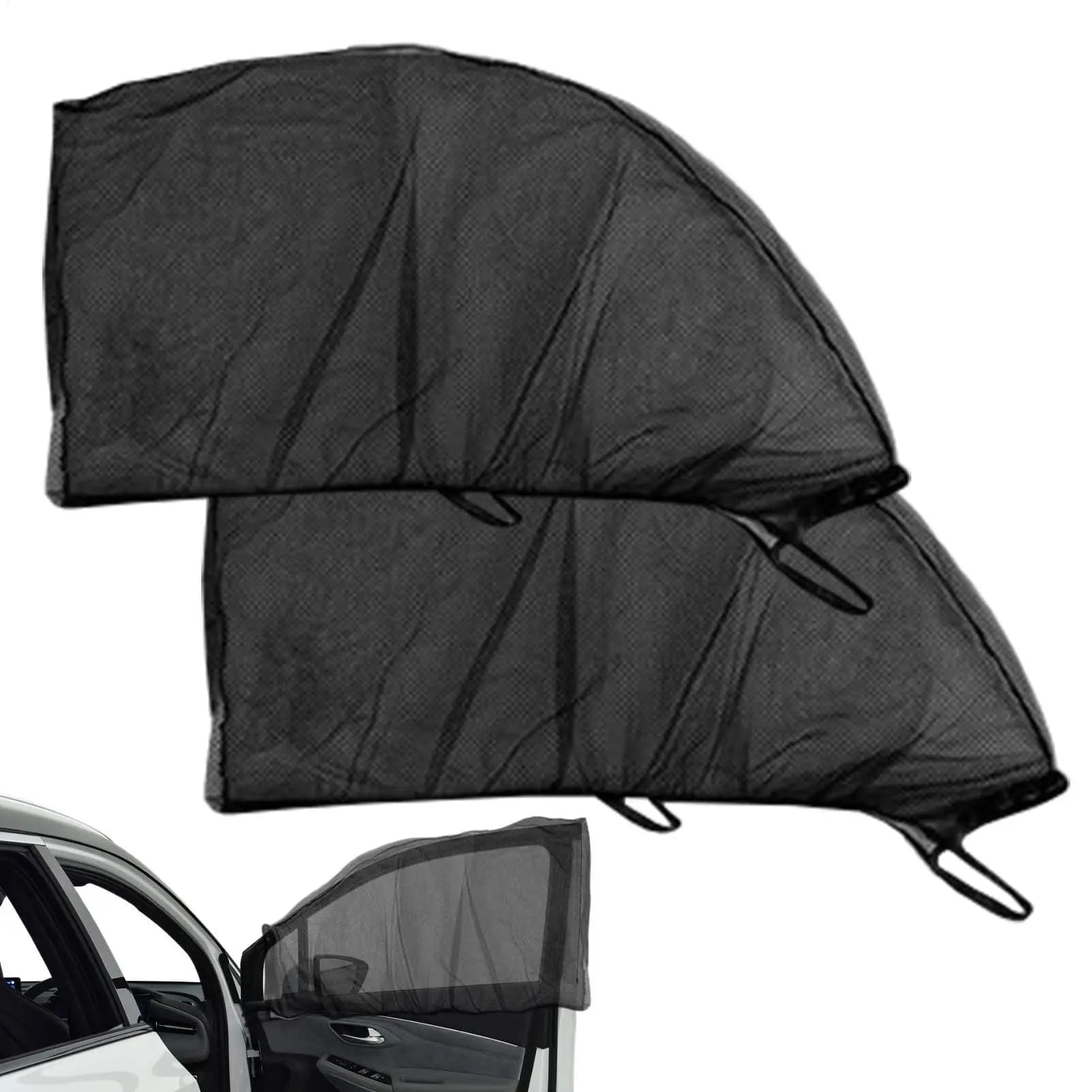 2PCS 2-in-1 Car Window Fly Screen & Sun Shade Breathable Mesh For Rear Side Windows UV Protection & Bug Guard For Cars, SUVs