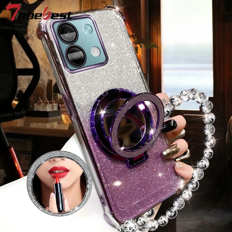 Custodia per telefono Magsafe con bracciale in cristallo con placcatura glitterata antiurto per Cover Xiaomi POCO X6 Pro 5G
