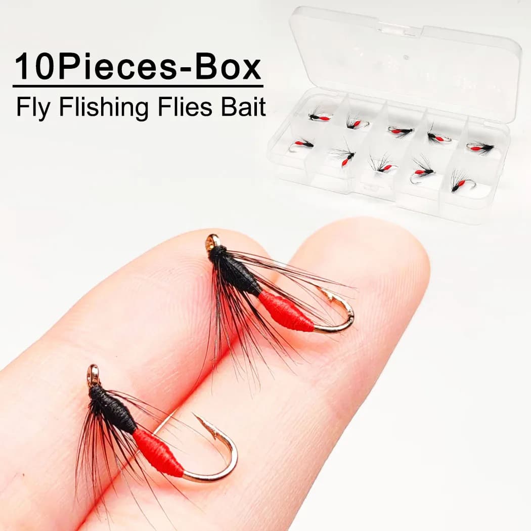 Artificial Ant Fly Red Nymph Bait 10Pcs/Box Fly Fishing Flies Dry Flies Nymph Bait for Catching Fish Like Trout/Bass/Perch Etc