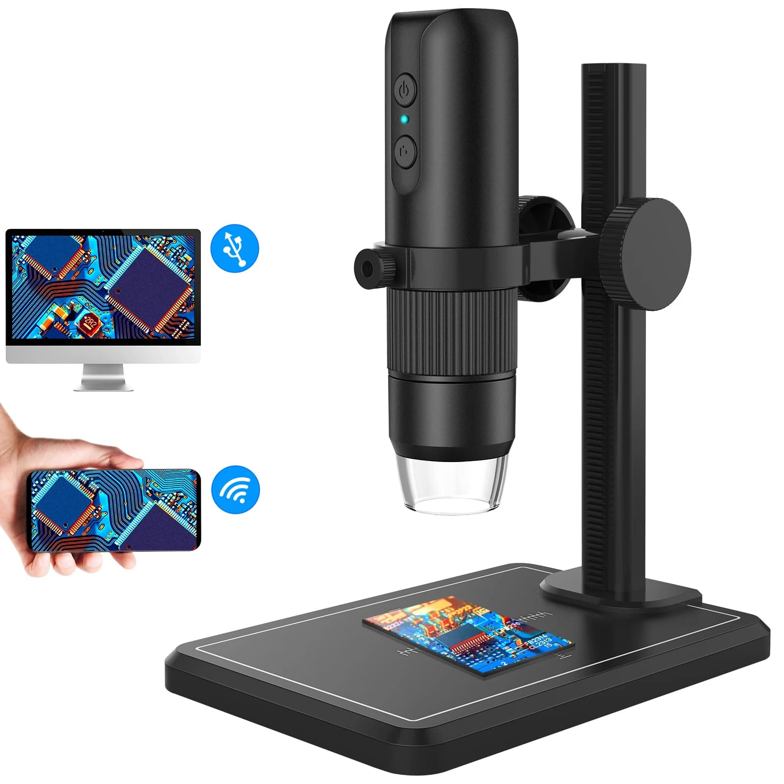 Microscopio digitale tascabile ad alta definizione con illuminazione a LED, risoluzione 1280x720, per uso industriale e telefonico