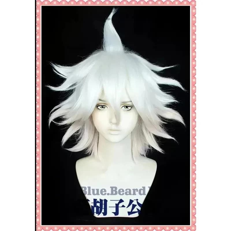 A;3\v,7'd/Anime Nagito Komaeda Cosplay Wig Short Pink White Gradient Heat Resistant Synthetic Hair Halloween Costume Cx;4'v\6,b/