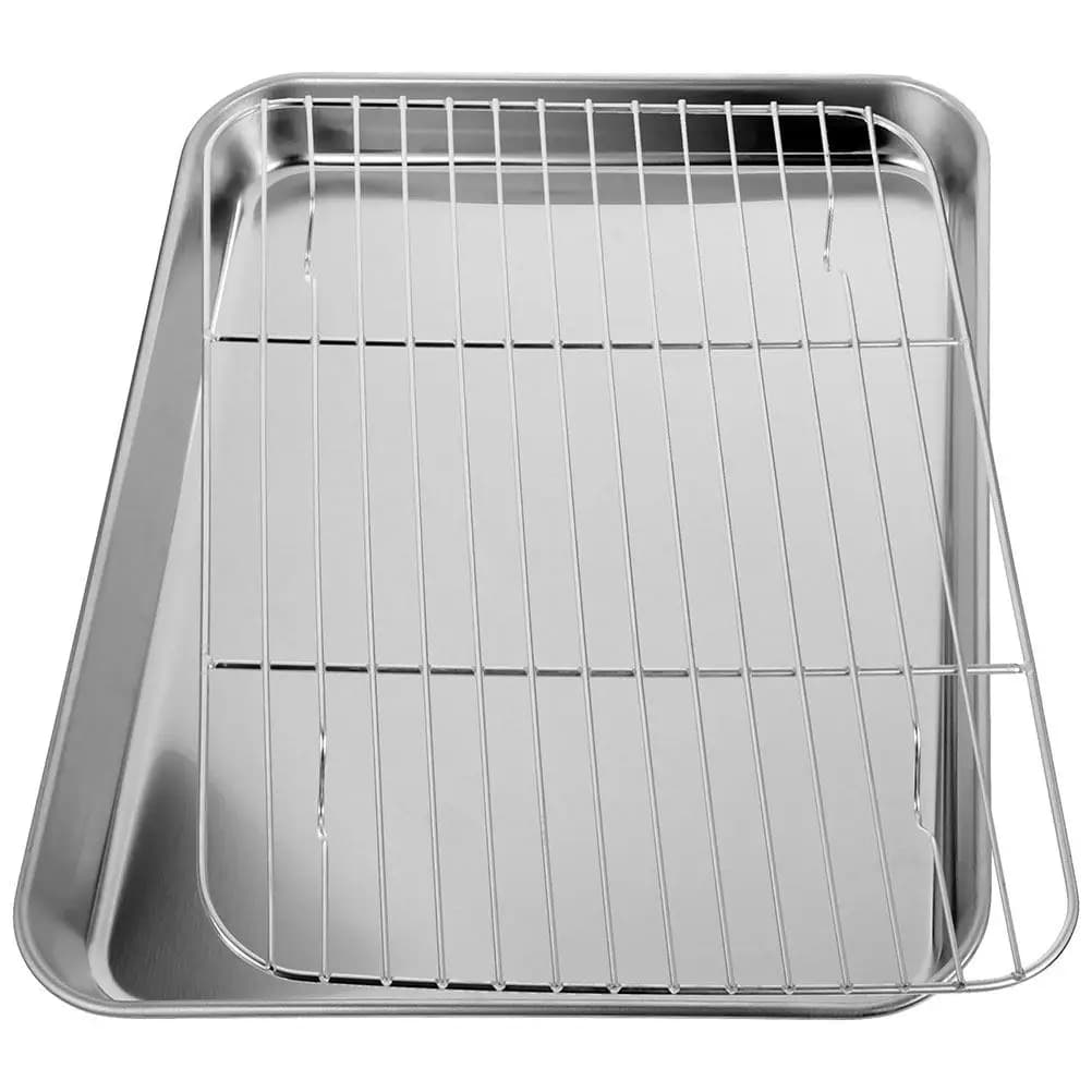 1Set Stainless Steel Baking Pan Tray Wire Rack Oil Draining Frying Tray Multiuse Oven Rack Nonstick Cooking Bake Accessories