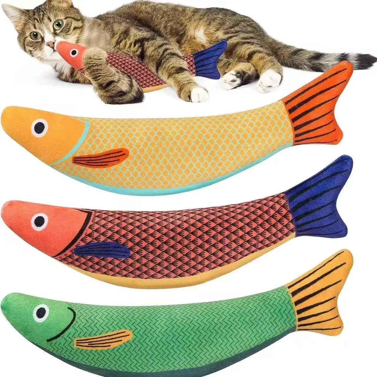 Giocattolo Interattivo per Gatti con Catnip, Peluche a Forma di Pesce Resistente ai Morsi, Giocattolo per Gattini per la Pulizia dei Denti, Accessori per Gatti