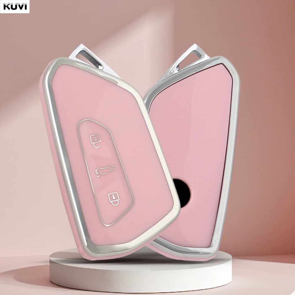 Nuovo Rosa TPU Chiave A Distanza Dell'automobile Della Copertura Della Cassa Shell Fob Per VW Volkswagen Golf 8 2020 Skoda Octavia A8 2021 SEAT Leon MK4 Accessori