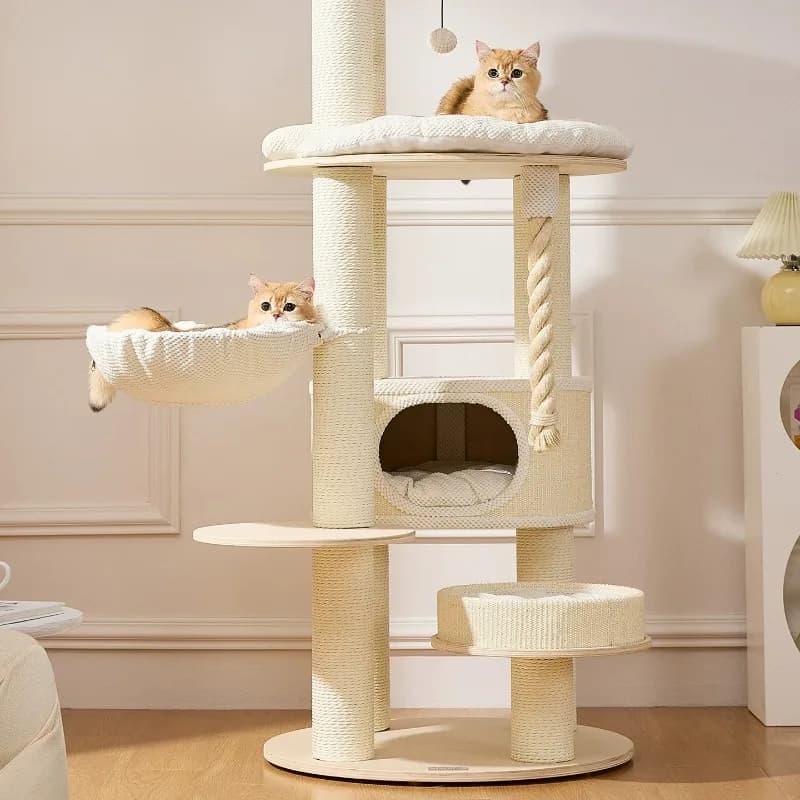 Tapis Griffoir per Gatti in Legno Massello Moderno Minimalista, Struttura per Arrampicata, Giocattolo Creativo Nordico per Animali Domestici, Nido per Gatti e Tiragraffi FYCT