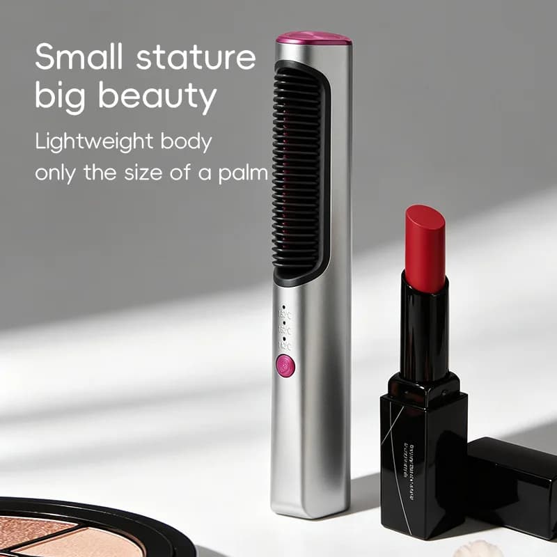USB Rechargeable Wireless Mini Hair Straightener Brush Portable Pocket Heating Hair Comb For Bangs Travel Hair Styling Tool