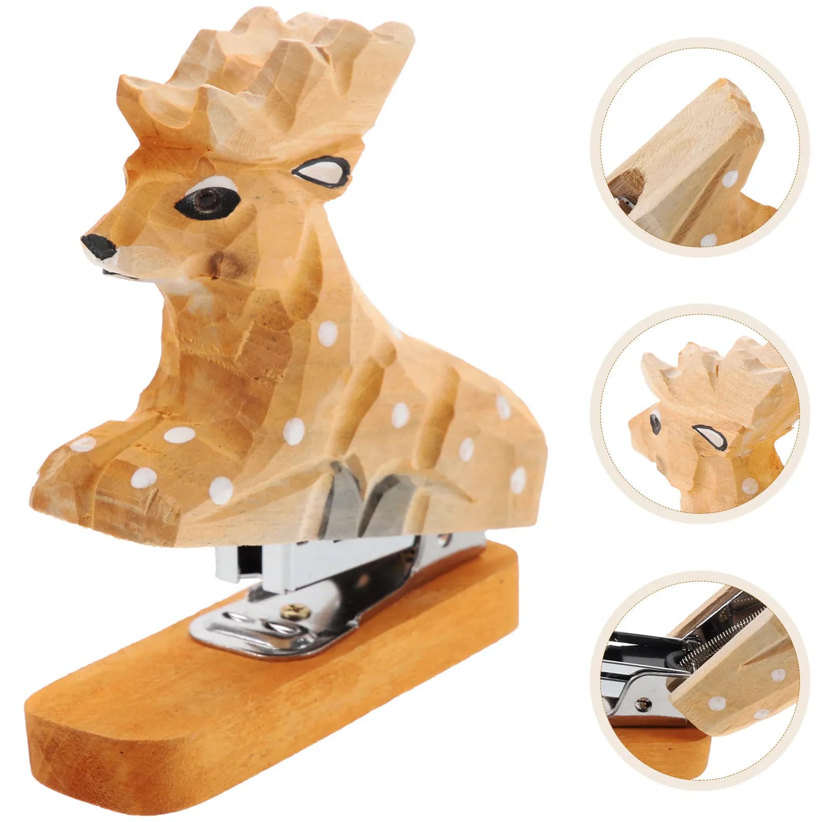 Cucitrice da Scrivania in Legno a Forma di Animale, Accessorio Decorativo per Ufficio, Casa, Scuola, Bambini, Mini Cucitrice Elegante Fatta a Mano, Divertente per l'Ufficio