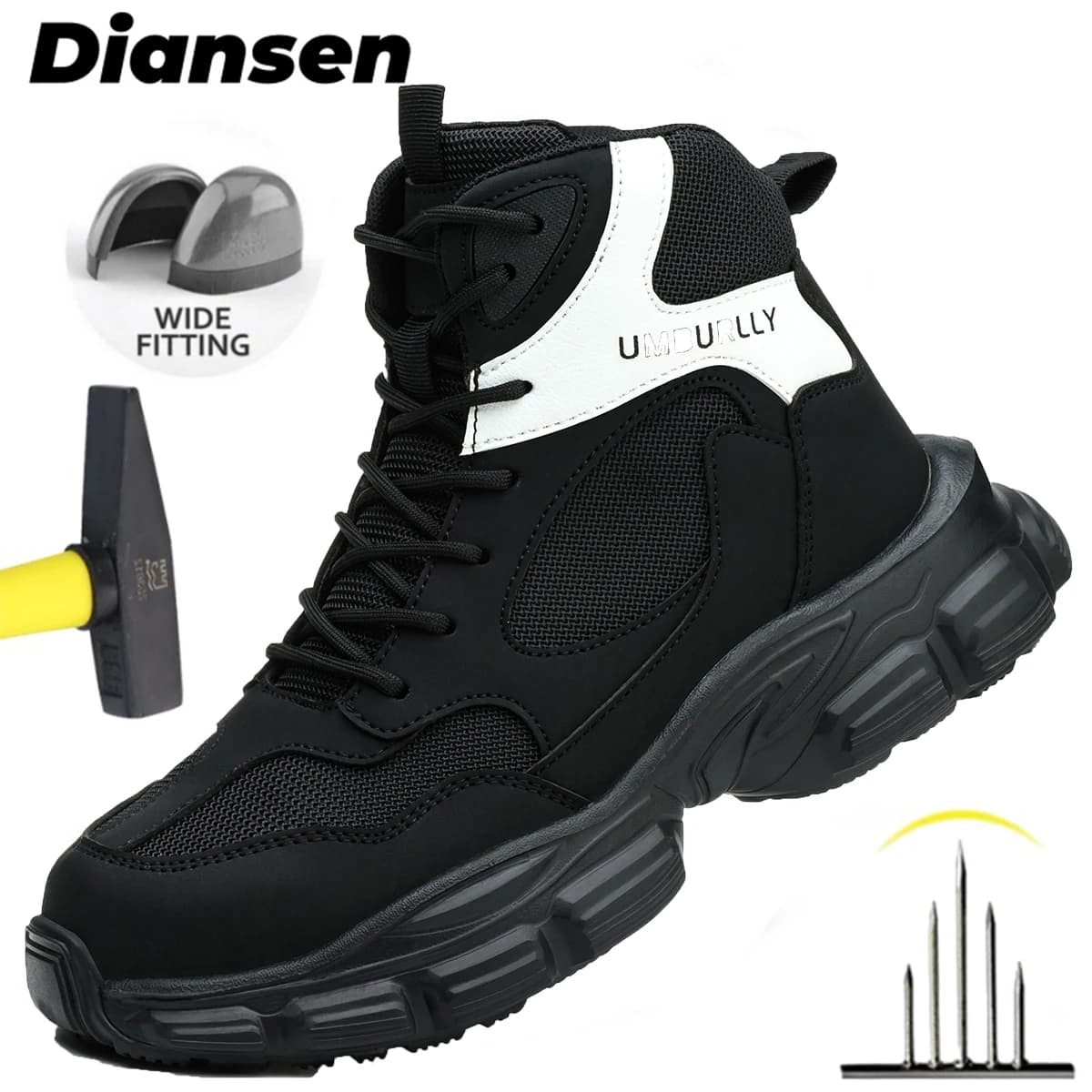 Women's Safety Boots With Steel Toe Cap Anti-smash Anti-puncture Work Boots Safety Shoes Women's Indestructible Work Sneakers