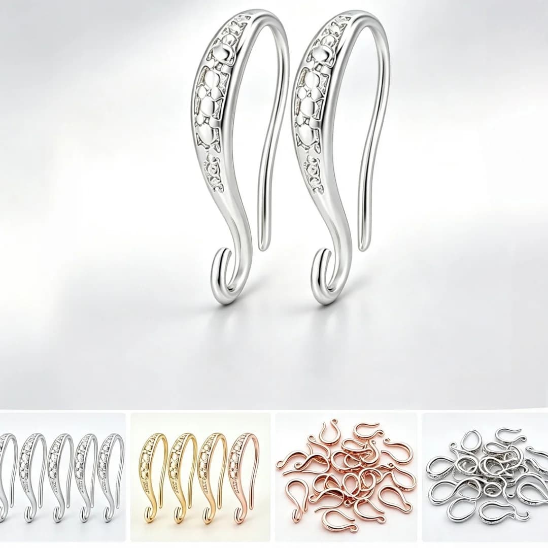 20Pcs 2 Color S Shape Earring Hook Plated French Ear Wires Open V Shape Dangle Findings for DIY Earring Making