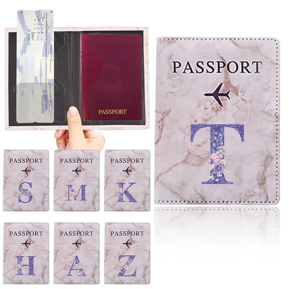 Porta Passaporto Elegante, Serie Fiori Viola, Porta Documenti e Carte di Credito, Custodia per Passaporto
