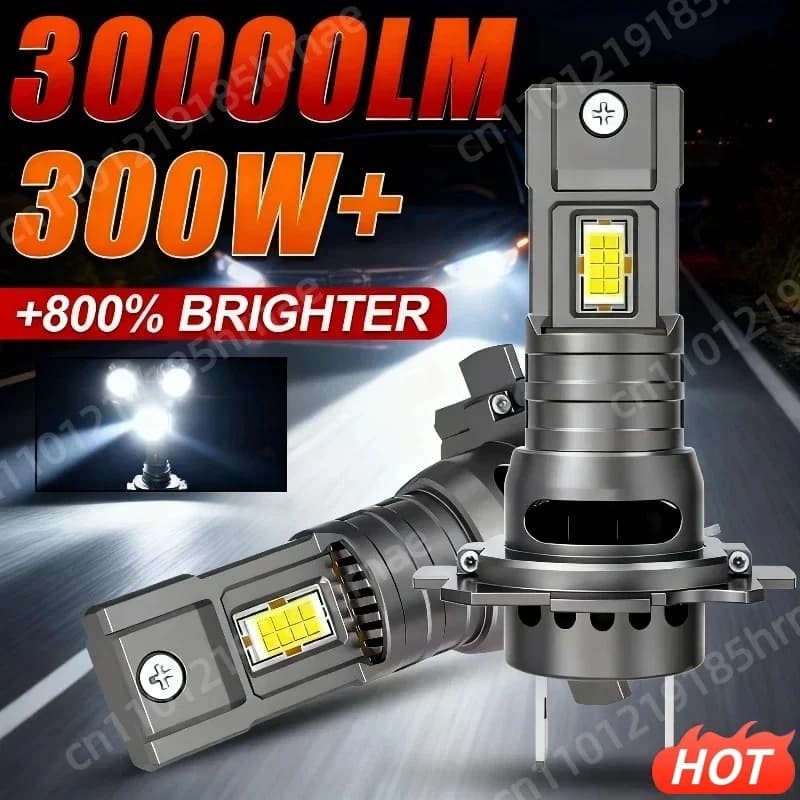 Faro LED H7 Canbus 30000LM con chip CSP 7035, dimensioni mini 1:1, Plug & Play, lampada auto 6000K, fendinebbia turbo wireless con ventola
