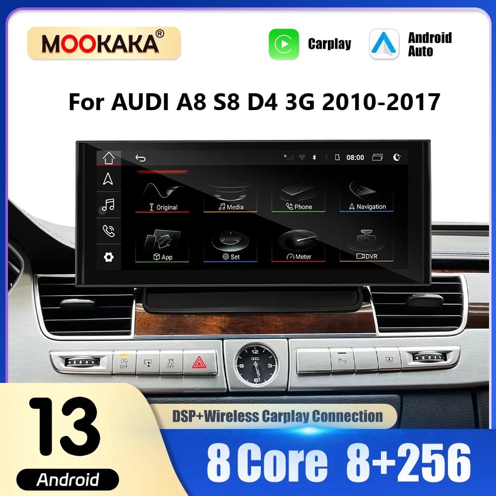 12.3'' Car Radio Android 13 For Audi A8 S8 D4 3G 2010-2017 GPS Automotive Multimedia Player Stereo Screen Carplay Video Recorder