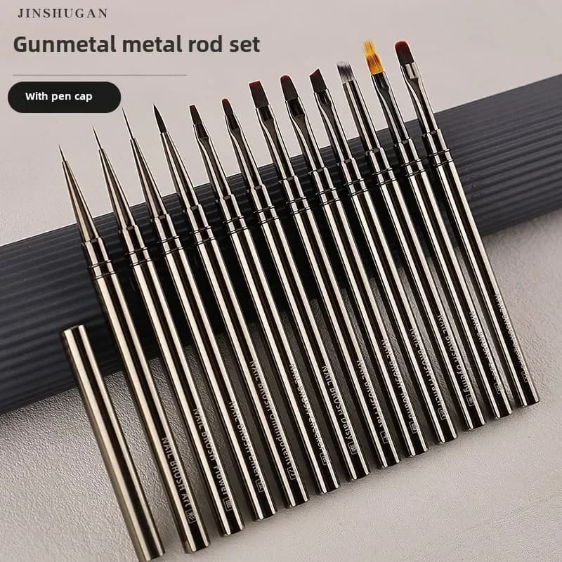 Nuovo prodotto Set da 12 pezzi Set di pennelli per nail art Set di strumenti per pittura con penna per nail art con sfumatura di gel Forniture per unghie per professionisti