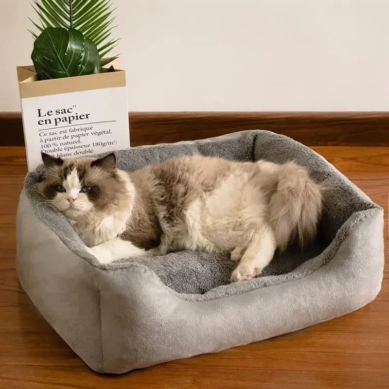 Morbido e addensato letto per gatti quadrato caldo e confortevole cuscino per animali domestici con base antiscivolo morbido nido per cani di grandi dimensioni forniture invernali per animali domestici
