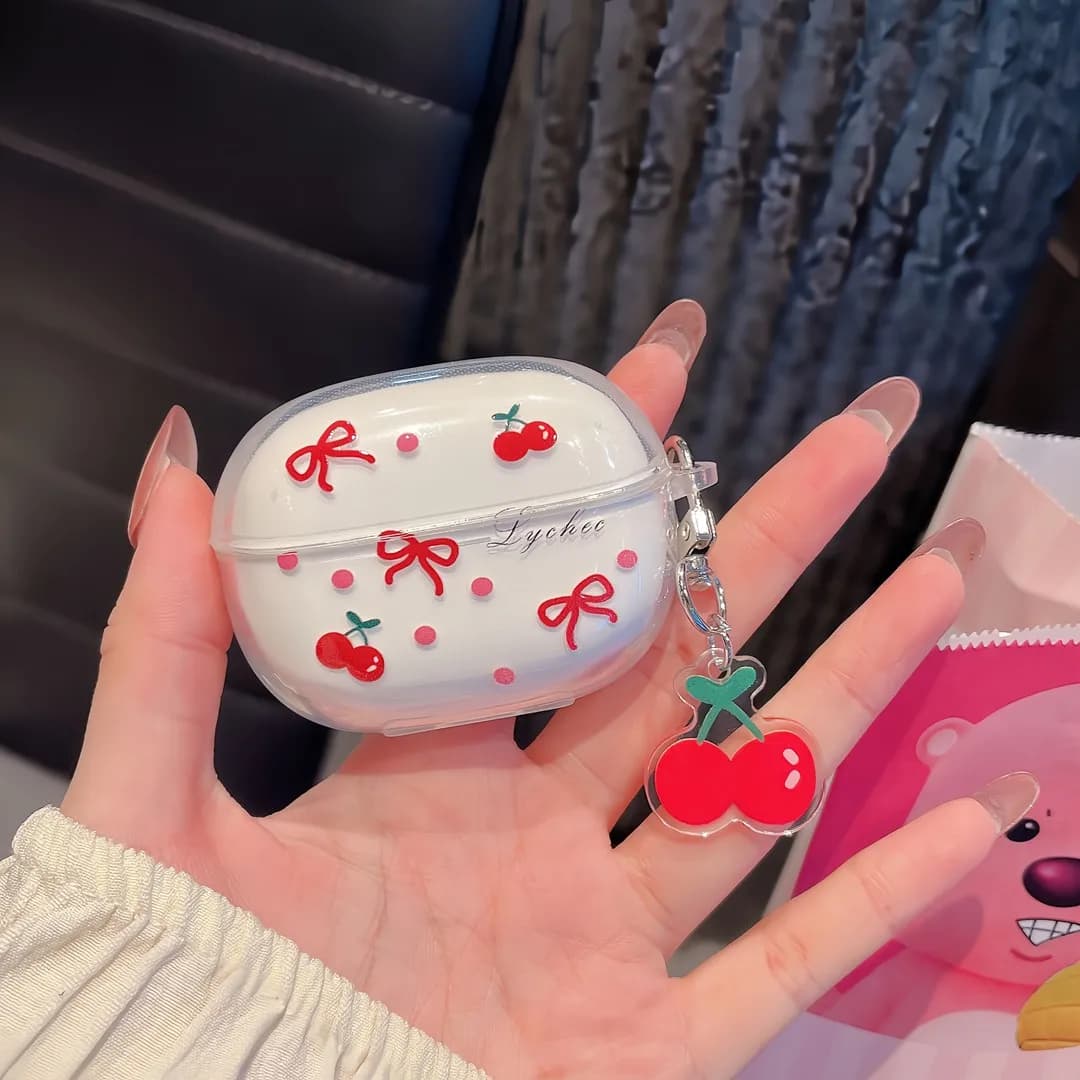 Redmi Buds 5 Pro Cartoon Cherry Bow Transparent Wireless Headset Soft Cover for Xiaomi Redmi Buds Buds5 Pro Custodie Coque Fundas
