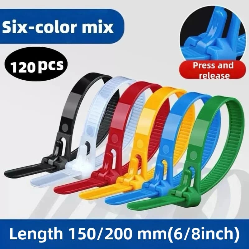 120Pcs 6/8 Inch Releasable Cable Zip Ties Adjustable Nylon Cable Ties Multifunctional Plastic Wire Organizer for Home Use
