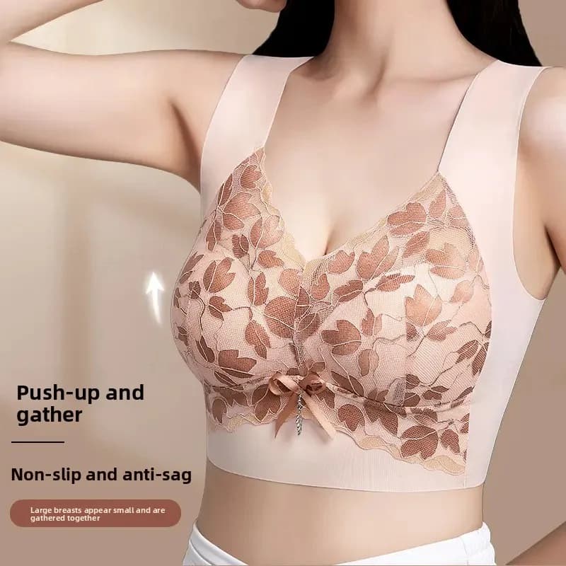 Four Season Ultra-thin No Steel Ring Luxurious Back Breathable Sexy Women's Bra Gathering Anti Sagging Plus Size Underwear