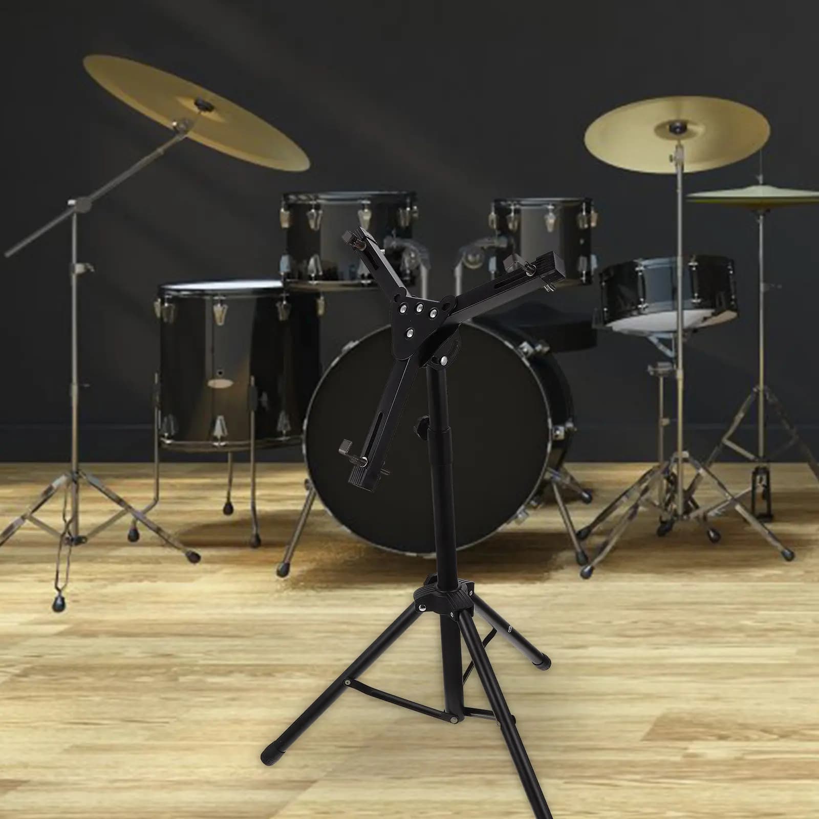 Set di Supporti Pieghevoli per Batteria, Stabile Supporto in Lega per Tamburo, Scaffale Portaoggetti, Resistente Supporto per Pad di Pratica per Percussioni