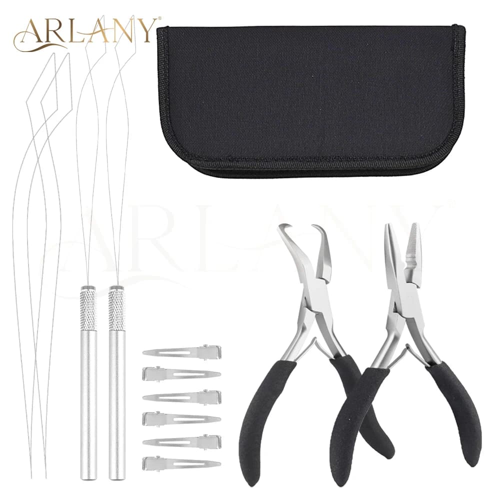 ARLANY Kit di strumenti per pinze per extension per capelli con strumenti per loop di capelli Micro perline Pinze per rimozione apriscatole per estensioni di trama da cucire