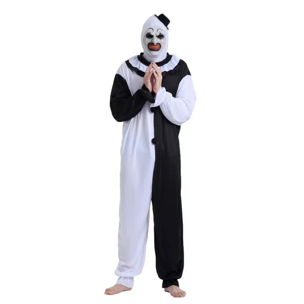Terrifier Art Clown Joker Cosplay Costume Men Jumpsuit Women Role Play Fancy Dress Up Horror Dress Suit Halloween Carnival Party