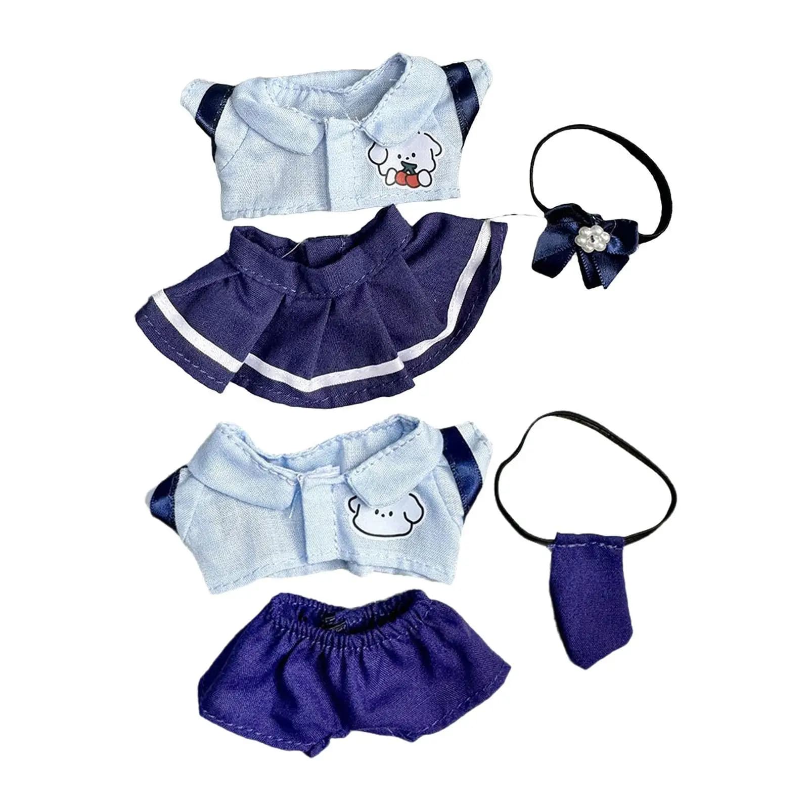 Set di Vestiti per Bambole di Peluche, Giocattolo Fai-da-Te Educativo e Confortevole per Bambini, Accessori per Foto, Outfit alla Moda per Bambole da 15 cm