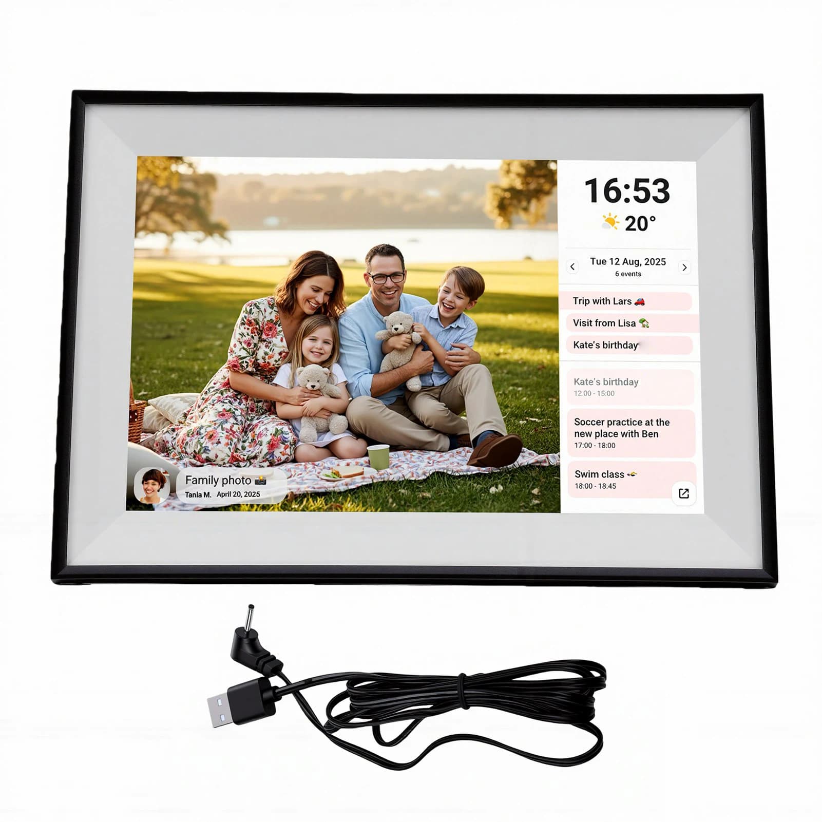 Cornice Digitale Intelligente da 10.1 Pollici con Calendario e Foto, Touchscreen, Pianificatore Elettronico per la Casa e l'Ufficio