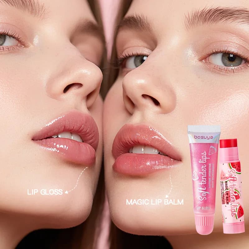 Bosuya Balm for lips changing hot + Perlescent lip oil Pack of 2 Fresh, Soft, Dumpy, Warm, Color change, Moisturizing, Perlescent, Translucent, Shiny, Moisturizing, Long life, Fullery, Girl Feeling, Natural, Light,