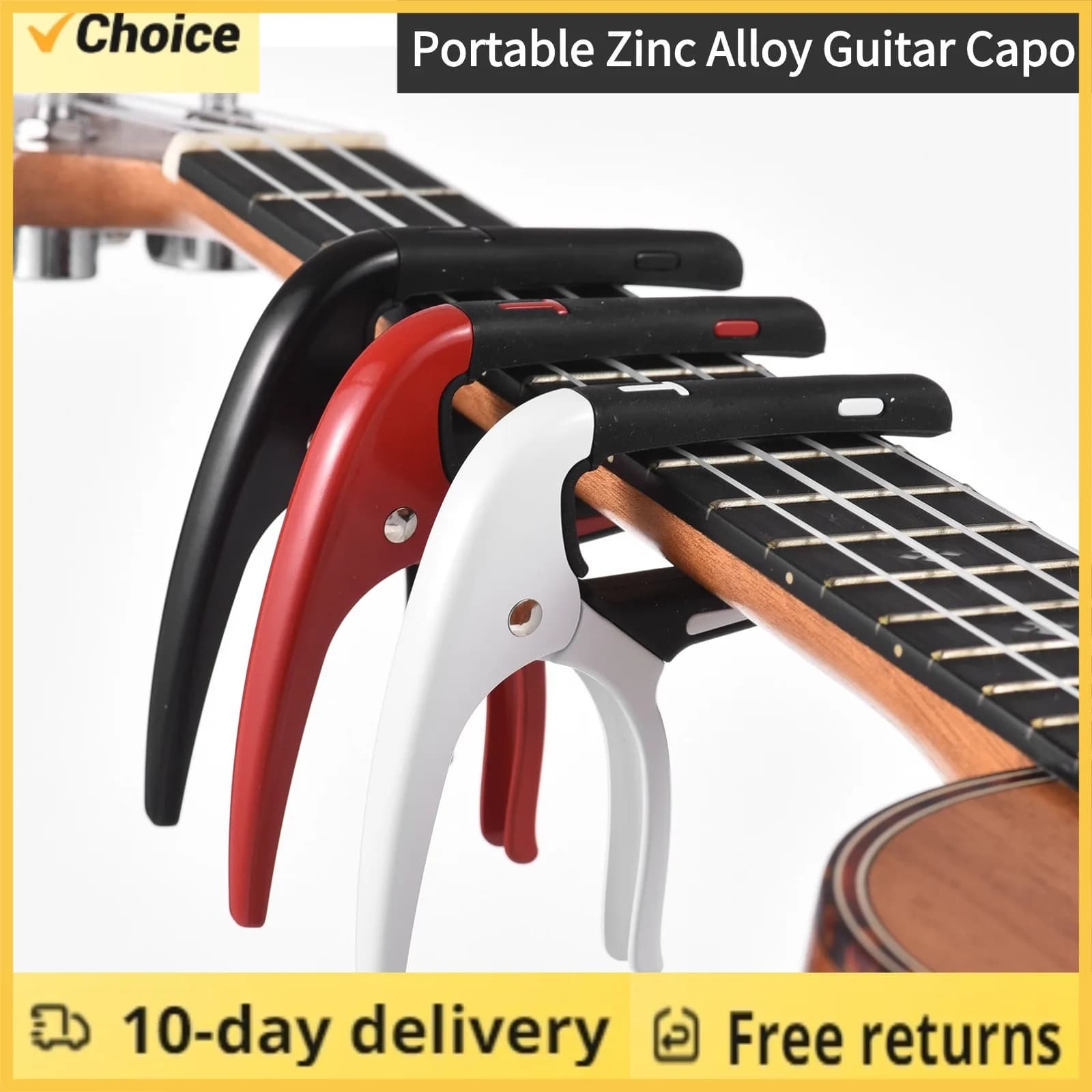 Portable guitar cap in zinc alloy tone change for professional guitar with guitar plettro for acoustic electric guitars Ukulele mandolin