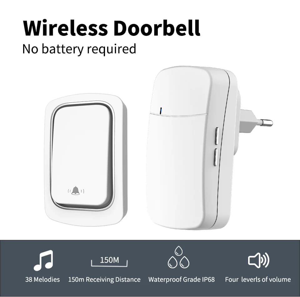 Campanello di benvenuto senza fili per sistema di allarme di sicurezza domestica Anello per porta con spina EU/US/UK