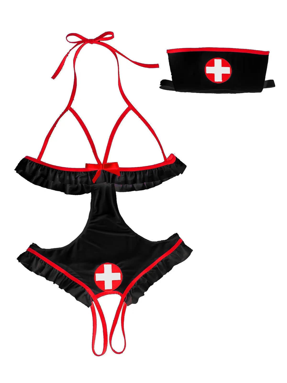 Sexy Cutout One Bikini-Piece Bra Role-Playing Costume Sexy Lingerie Suit Women