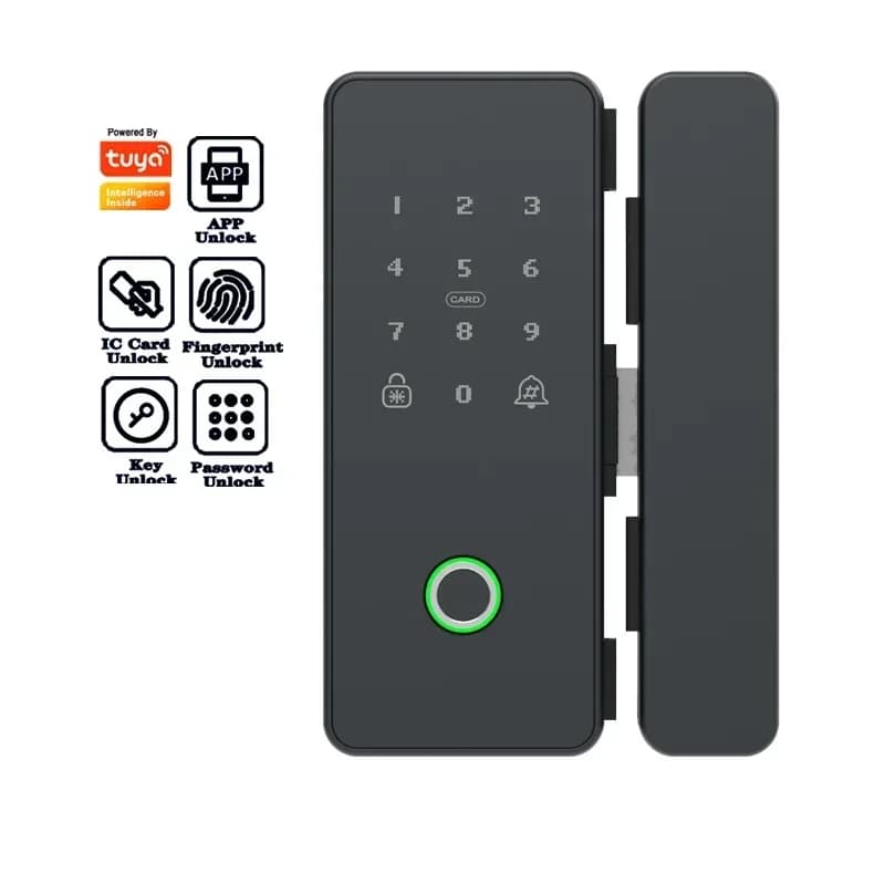 Serratura Intelligente per Porta in Vetro con Impronta Digitale Biometrica Tuya Wifi, Tastierino Touch, Prezzo all'Ingrosso