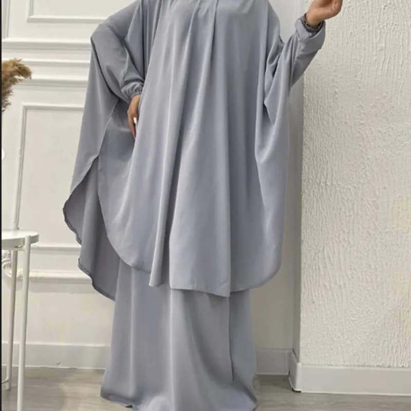 Ramadan Abaya Set 2 pieces Set Muslim Women's Dress Hijab Prayer garment Abaya Long Khimar Arabic dress Islamic dress Vestes