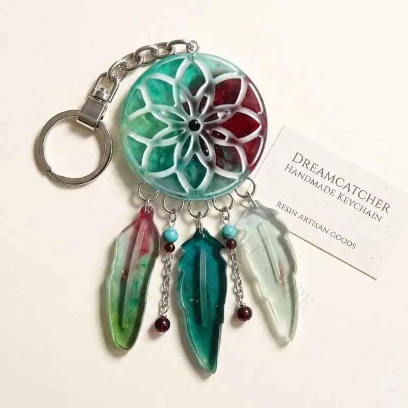 R7UF Resin Charm Casting Mold with Dreamcatcher and Shapes, Silicone Board for Pendant Making, DIY Jewelry Projects and Keychain