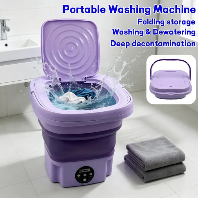 Mini Washing Machine 8L Folding for Students, Laundry Room for Underwear and Socks, Portable Washing Machine