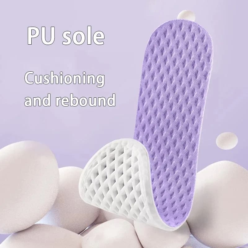 Summer Cooling Sports Insoles, Running Shock-Absorbing PU Gel Cushion, Breathable Anti-Odor Inserts for Men Women Athletic Shoes