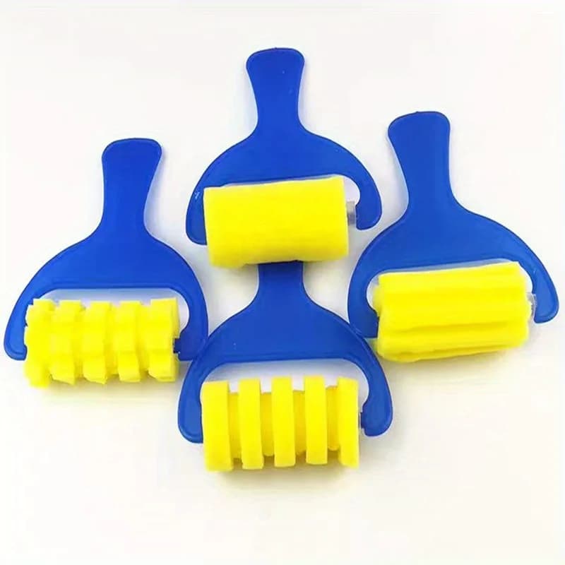 Set di Pennelli Lavabili, Set da 4 Pezzi con Rullo in Schiuma - Adatto per Progetti Artistici e Artigianali