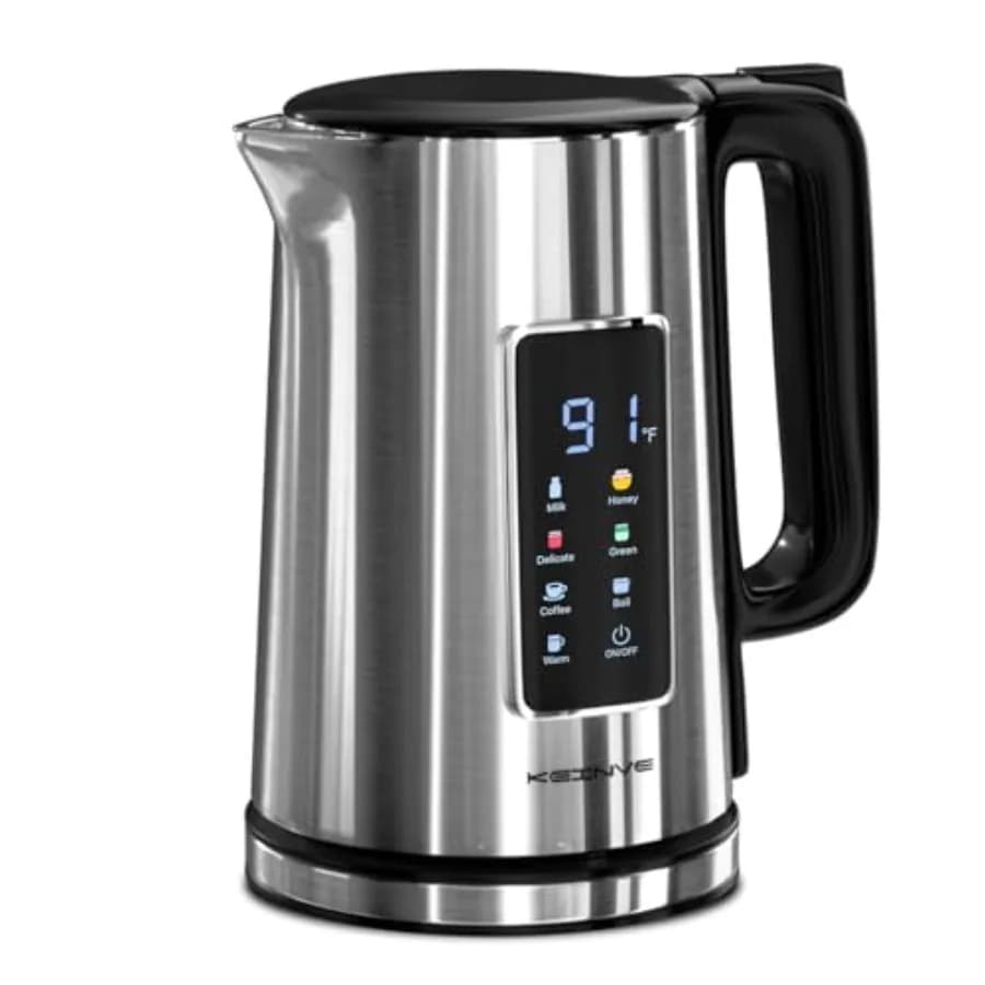 Bollitore elettrico da 1,7 litri, bollitore con touch screen, spegnimento automatico, doppia parete, 6 temperature preimpostate, bollitura rapida e controllo STRIX