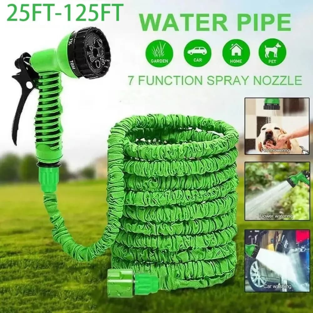 Tubo da Giardino Espandibile in Plastica, Design Retrattile, 7 Funzioni di Spruzzatura, Leggero
