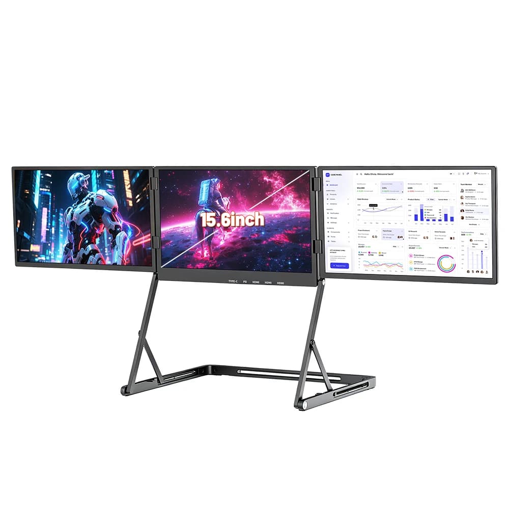 Hot Sale Wholesale 14 Inch 15.6 Inch Foldable Triple Screen Portable Monitor 1080p Ips Hd Laptop External Monitor Custom Logo