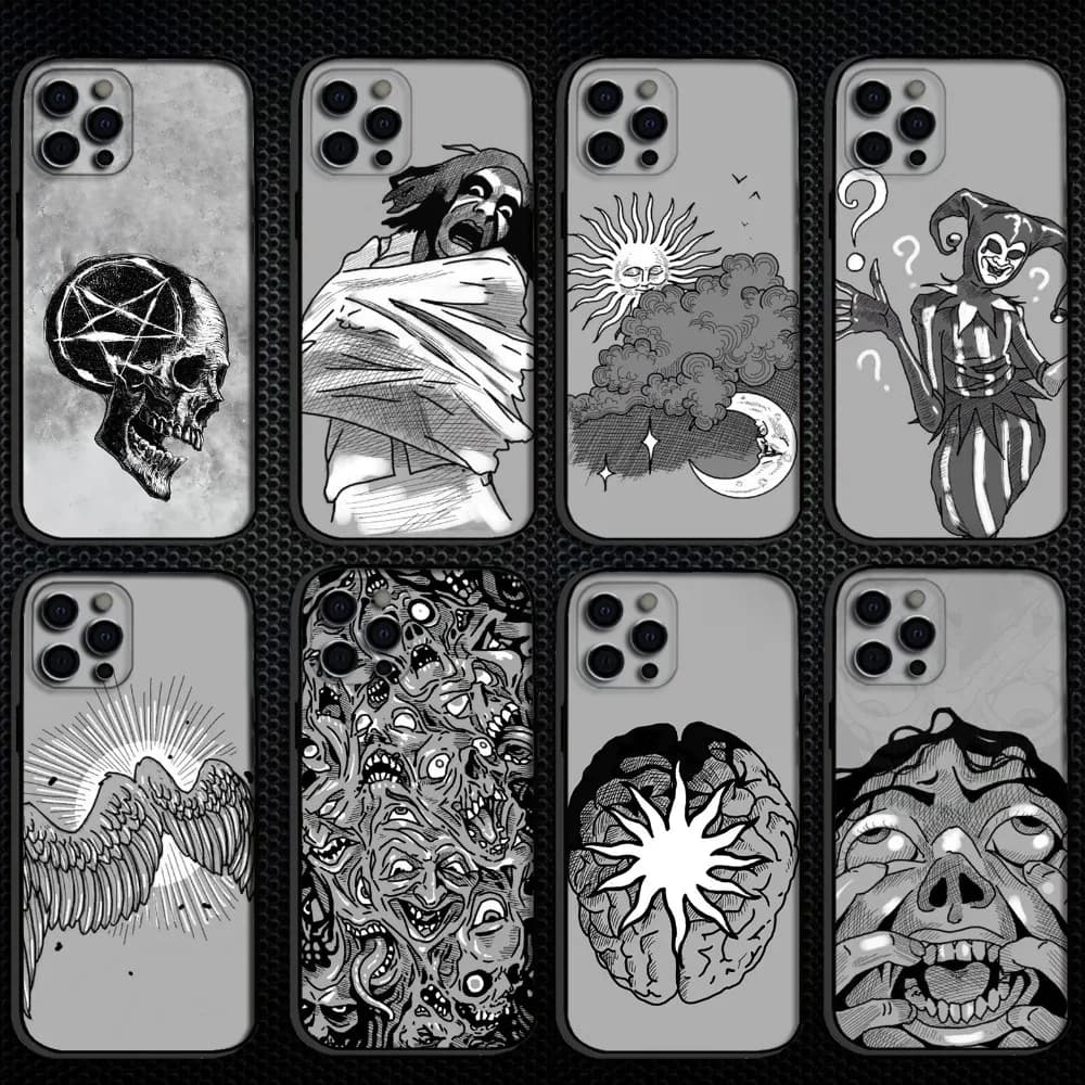 Phasmophobia Tarot Card Phone Case For iPhone 16,15,14,13,12,11 Plus,Pro Max, Soft Silicone Black Cover