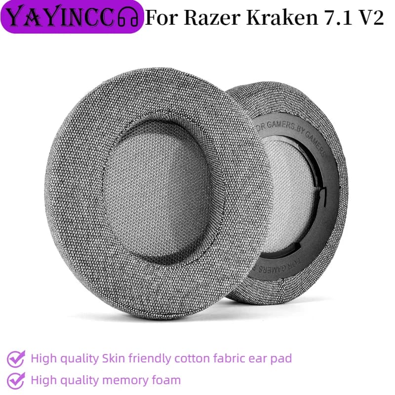 Nuovi Arrivi Sostituzione Della Pelle Tessuto di Cotone Cuscinetti Auricolari Per Razer Kraken 7.1 V2 Pro Cuffie Memory Foam Cuscini Auricolari
